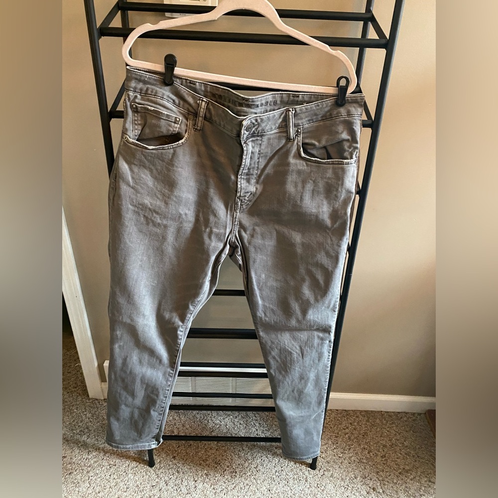 Faded Gray Denim Pants